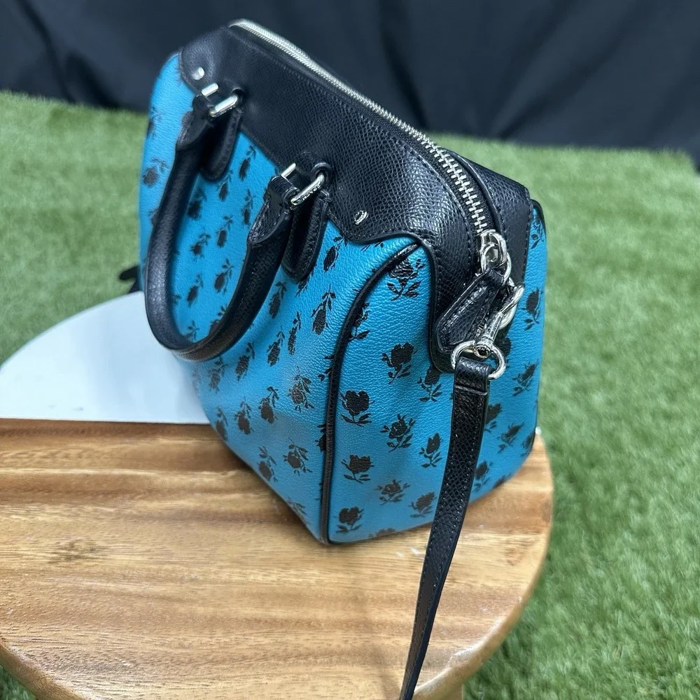 Coach Mini Bennett Crossbody Satchel Badlands Floral Turquoise Print Shoulder‎